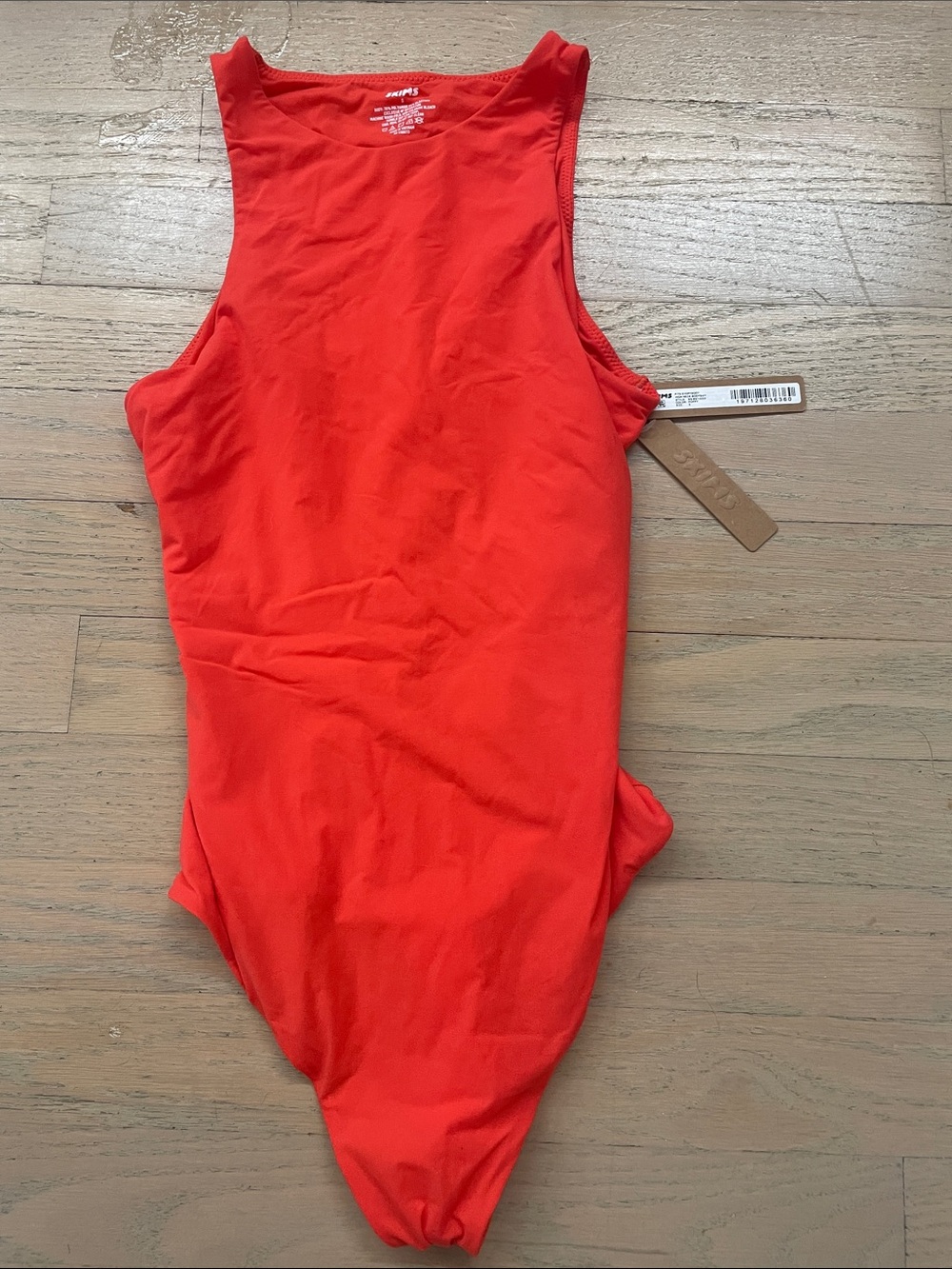 SKIMS Red Sleeveless High-Neck Bodysuit